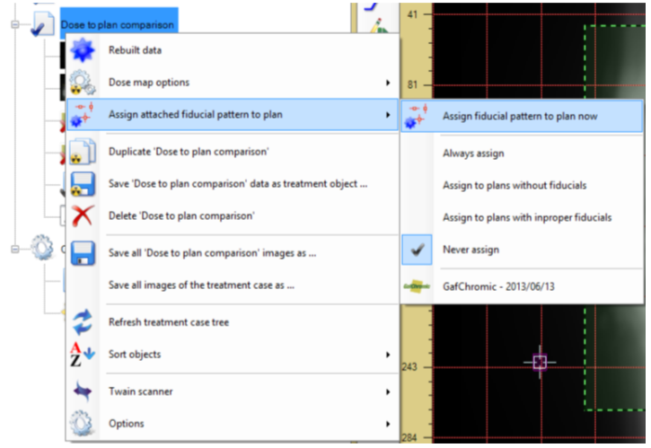 Select 'Assign attached fiducial pattern to plan'