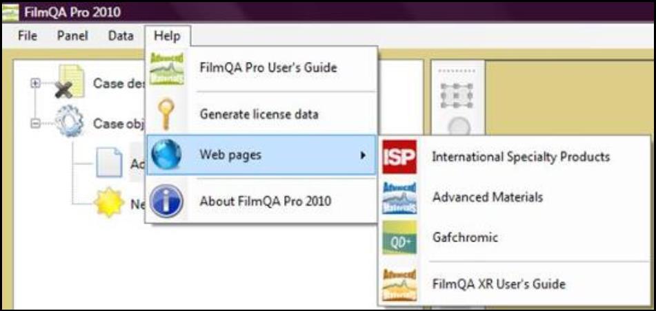 Screenshot of options under 'web pages'.
