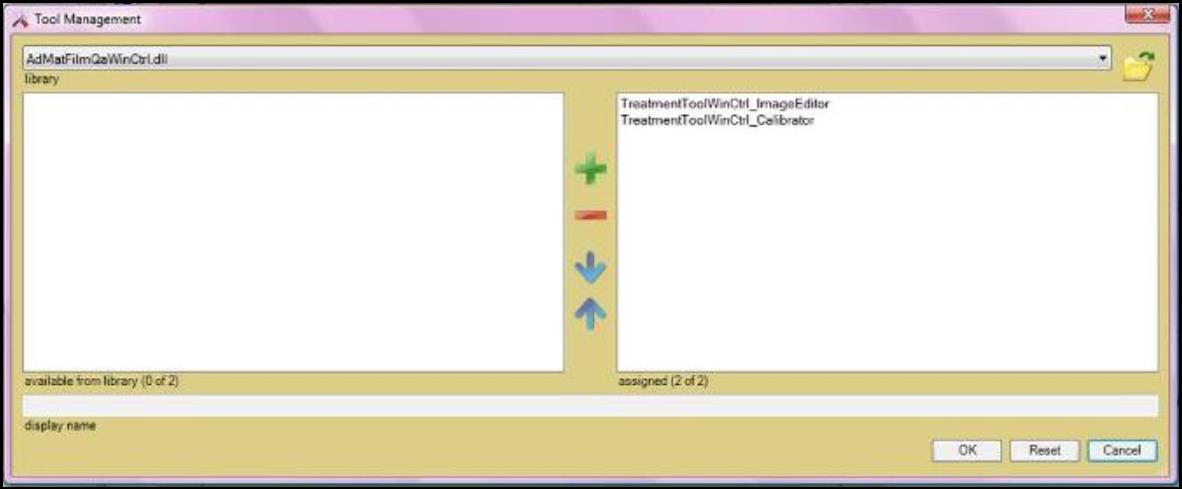 Screenshot of tool management window.