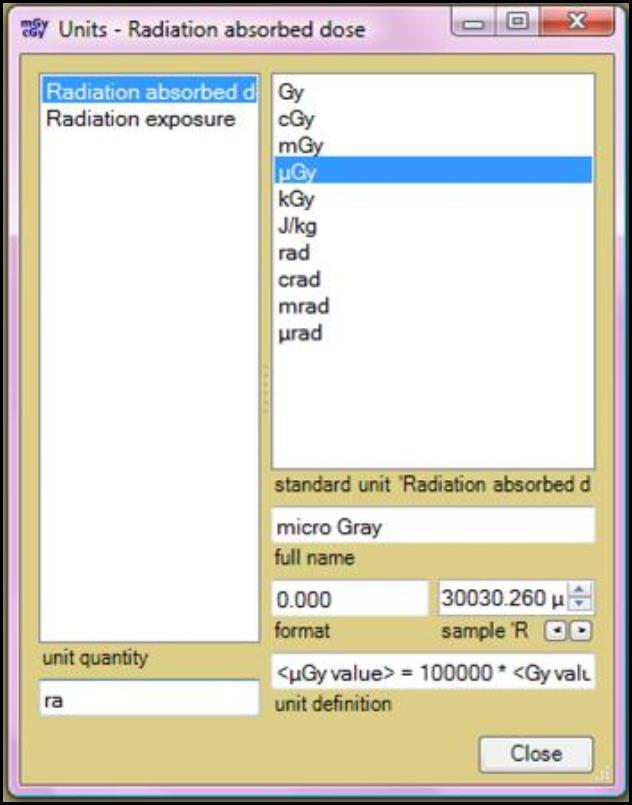 Screenshot of 'radiation absorbed dose' window.