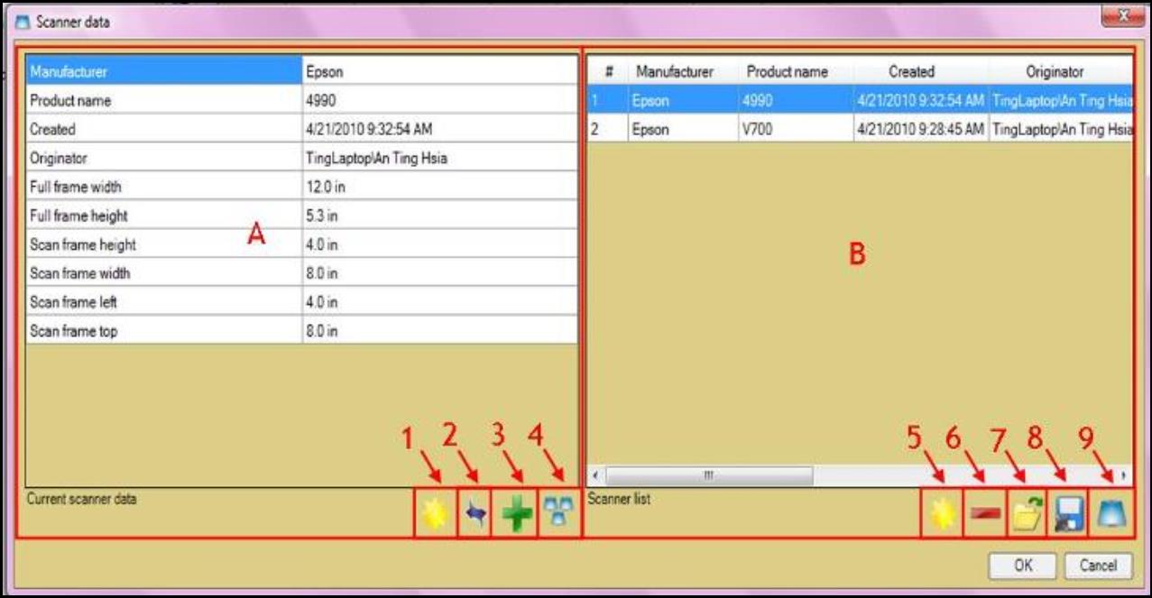 Screenshot of scanner data window.