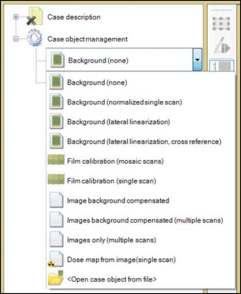 Screenshot of case object management options.