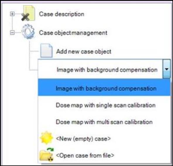 Screenshot of case object management options with 'Image with background compensation' selected.