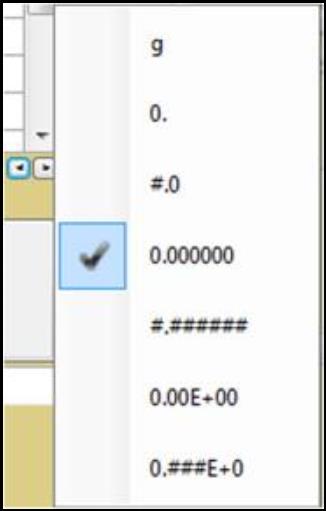 Screenshot of number format options.