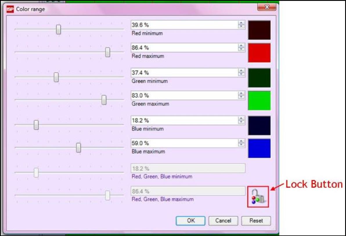 Screenshot of color range window.