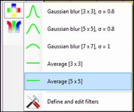 Screenshot of filtering tool filters.