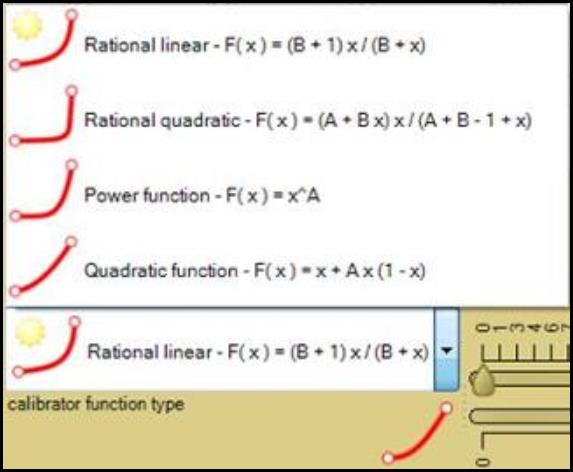 Screenshot of model equation options.