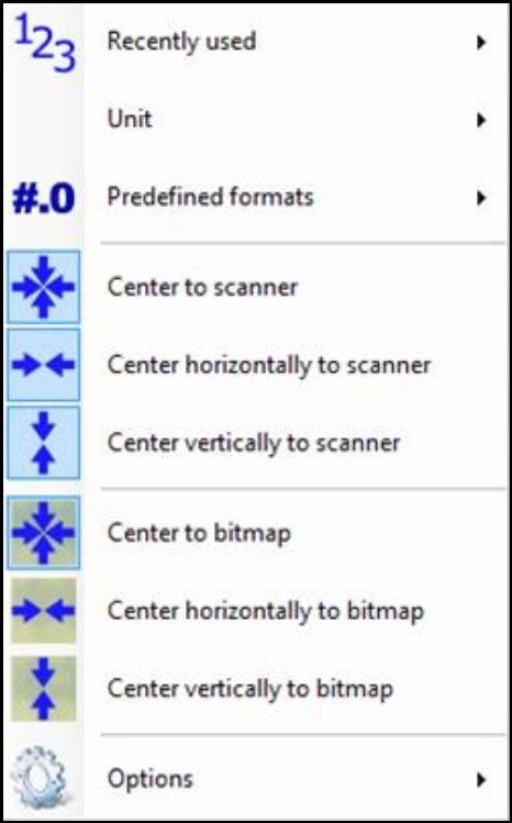 Screenshot of options for centering the linearization region.