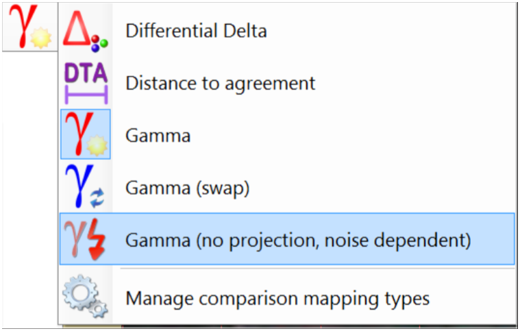 Image showing the option 'Gamma (no projection, noise dependent)' being selected.