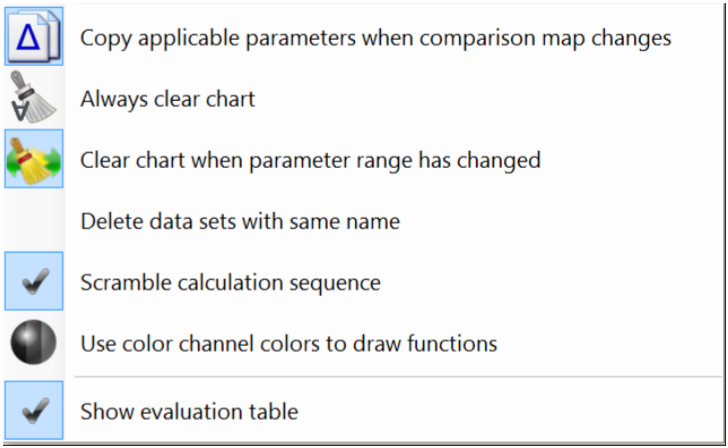 Screenshot of options to control how chart is updated.