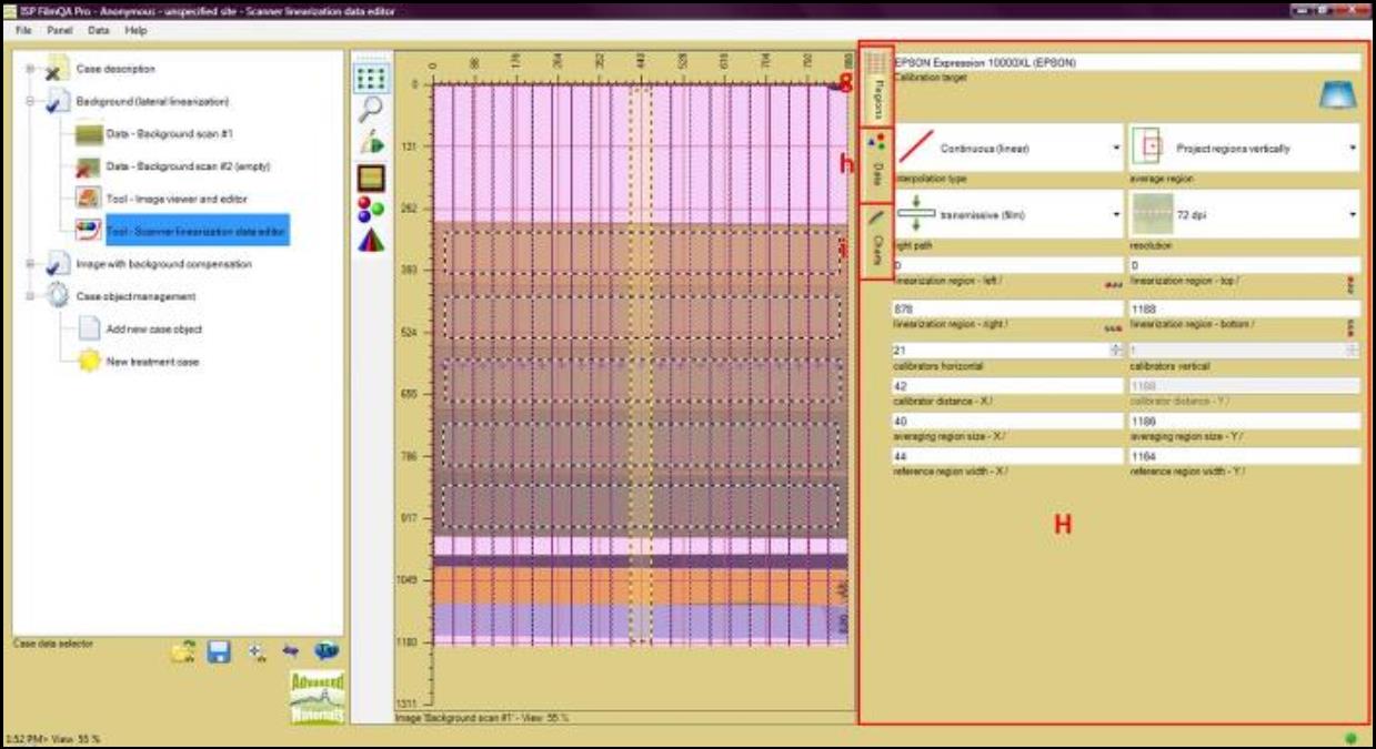 Screenshot of scanner linearization panel.