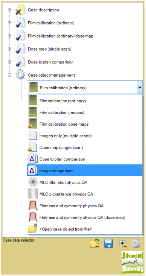 Screenshot showing available treatment object types.