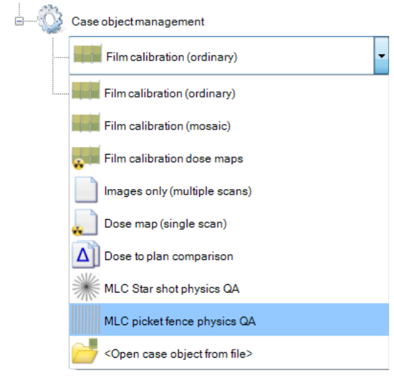 Select the 'MLC picket fence physics QA