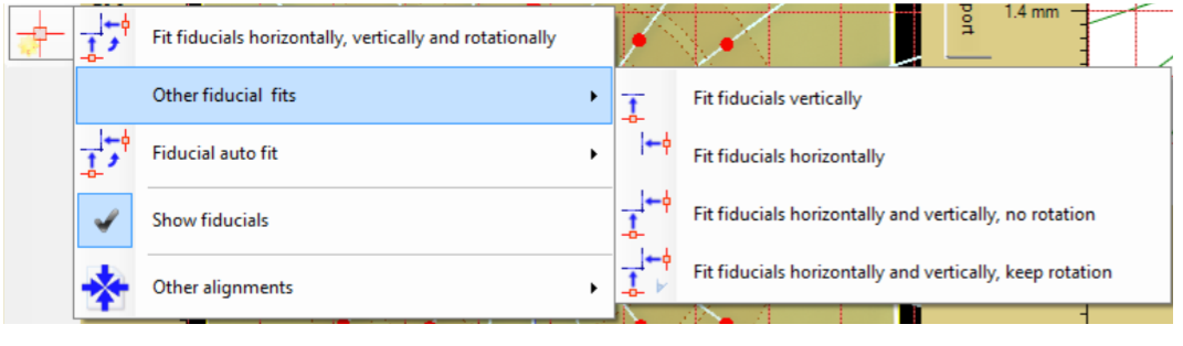 Select 'Other fiducial fits' to choose the wanted type of fit.